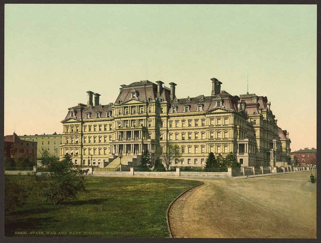 The newly-constructed State, War, and Navy Building (now the Eisenhower Executive Office Building) housed ONI during the 1880s. 