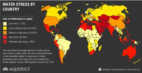 Figure 1: Global Water Scarcity (Source: World Resources Institute) 
