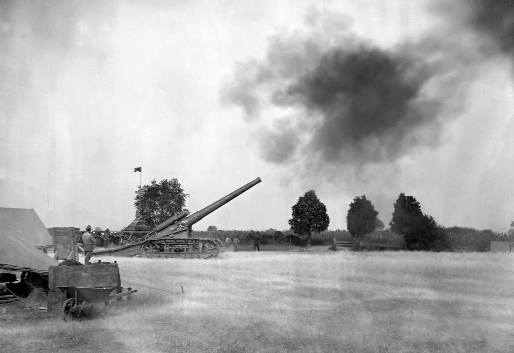 1.First firing at Lower Station of the NPG Dahlgren, VA on  16 October 1918 (USMC 7”/45 caliber tractor mounted gun). (U.S. Navy photo)